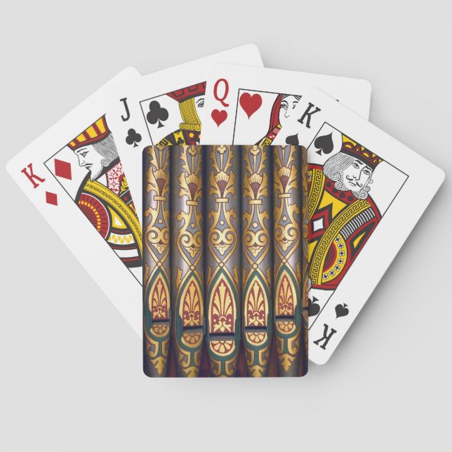 Cartes de jeu peintes de tuyaux d'organe (dos)