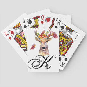 Cartes de jeu personnalisées Boho deer Buck Head B