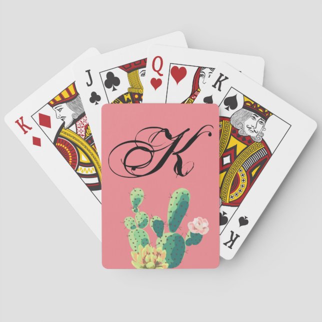 Cartes de jeu personnalisées Cactus bohème Succule (dos)