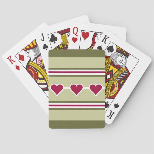 Cartes de jeu personnalisées Coeurs & Stripes (dos)