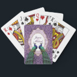 Cartes de jeu personnalisées Royal Peacock (violet<br><div class="desc">Dans certaines cultures, le paon est considéré comme le gardien du pourcentage, dans d'autres il représente la bonté, la compassion et la vie éternelle. Ce bel oiseau est un symbole parfait pour le mariage et les nouveaux débuts. Une excellente idée cadeau pour les faveurs de la douche nuptiale ou les...</div>