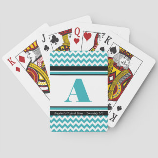 Cartes de jeu personnalisées Turquoise Chevron