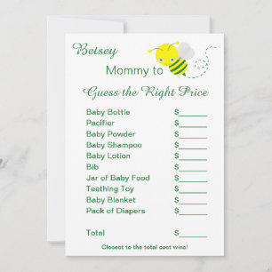 Cartes de jeu pour deviner le juste prix Baby Show