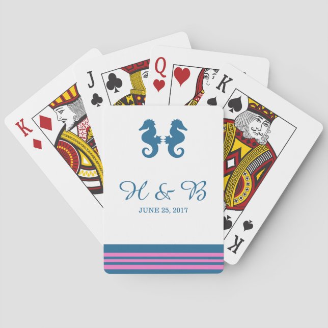 Cartes de jeu pour hippocampe bleu rose (dos)