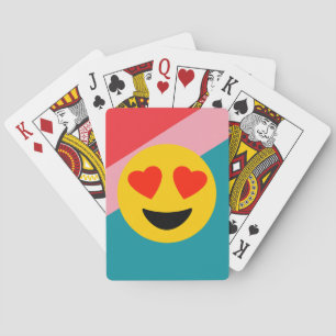 Cartes de jeu rayées d'Emoji d'amour d'arrière -