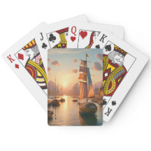 Cartes de jeu régulières avec coucher de soleil co