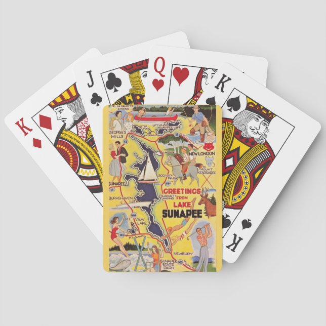 Cartes de jeu Retro Lake Sunapee NH (dos)