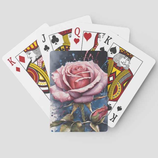 Cartes de jeu rose Cartes de poker aquarelle (dos)