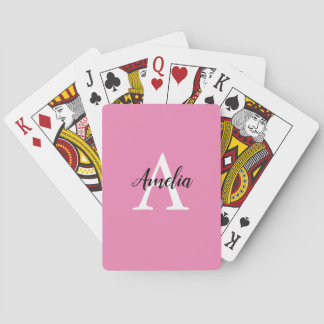 Cartes de jeu rose monogramme