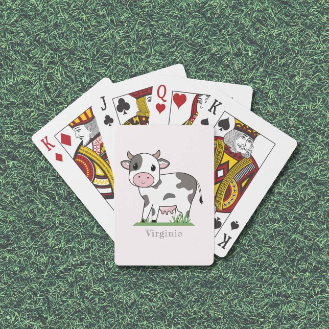 Cartes De Jeu Rose Vache Cute (Cute Cow Pink Playing Cards)