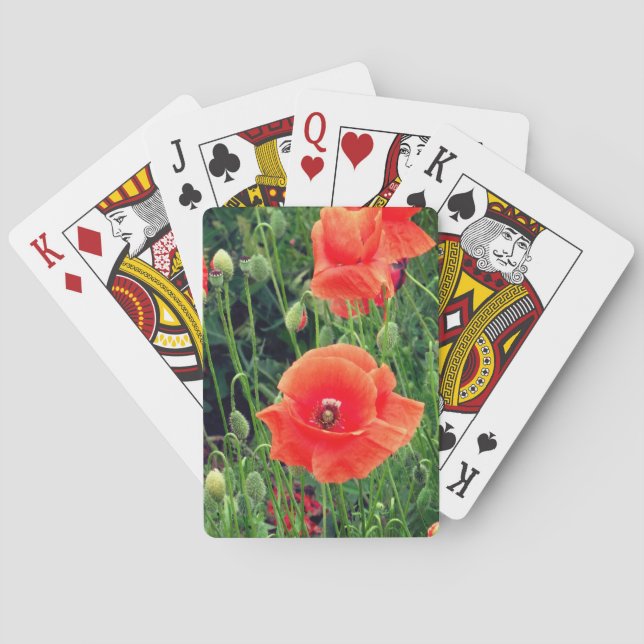 Cartes de jeu rouges de pavot (dos)