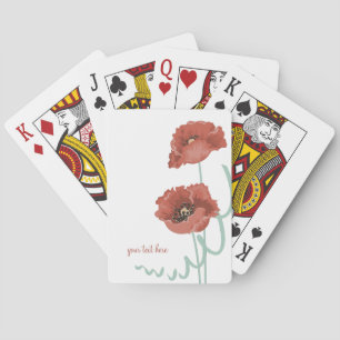 Cartes de jeu rouges de pivoines