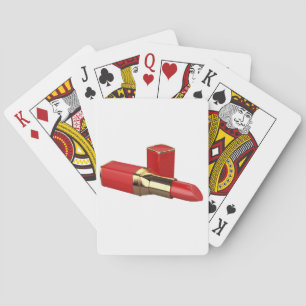 Cartes de jeu rouges de rouge à lèvres