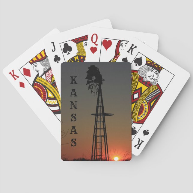 Cartes de jeu Silhouette de moulin à vent Kansas (dos)