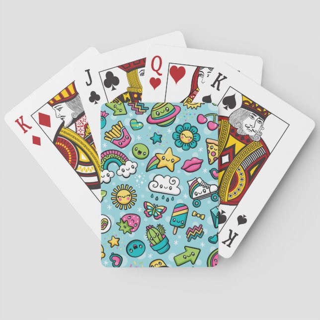 Cartes de jeu totalement mignonnes de griffonnages (dos)