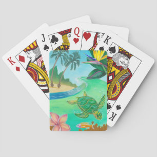 Cartes de jeu tropicales de tortue de mer