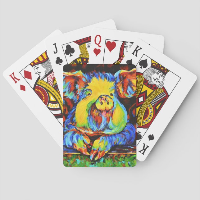 Cartes de jeu uniques avec un cochon de couleur vi (dos)