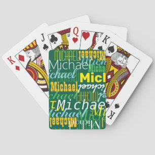Cartes de jeu vertes avec noms de couleurs