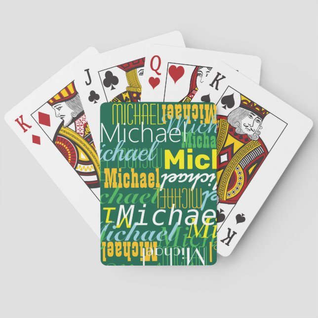 Cartes de jeu vertes avec noms de couleurs (dos)