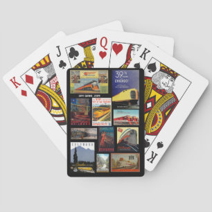 Cartes de jeu vintages de la publicité ferroviaire