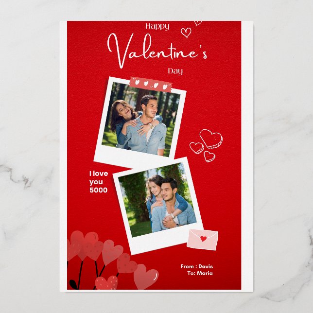 Cartes de jour personnalisées pour les Valentines  (Recto)