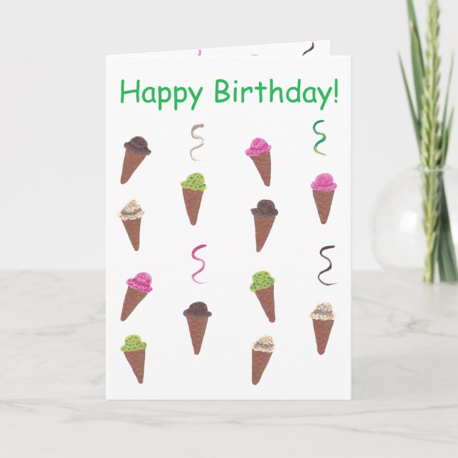 Cartes de joyeux anniversaire avec des cônes de gl (Devant)