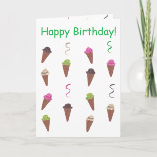 Cartes de joyeux anniversaire avec des cônes de gl