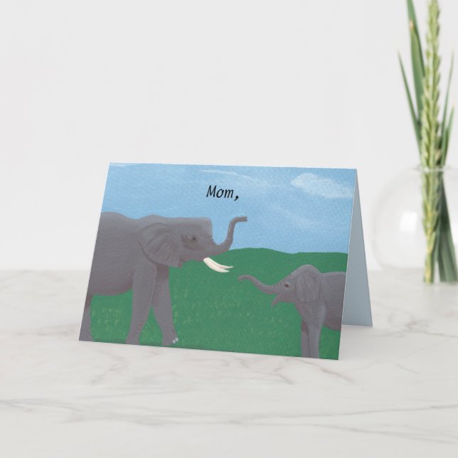 Cartes de la Fête des mères et des bébés éléphants (Devant)
