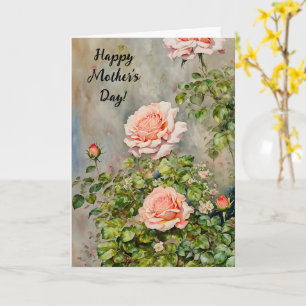 Cartes de la fête des mères Roses Orange Pêche Art