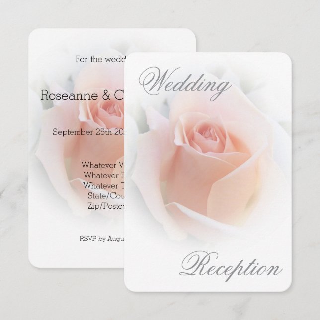 Cartes de la réception de mariage Poche Rosebud (Devant / Derrière)
