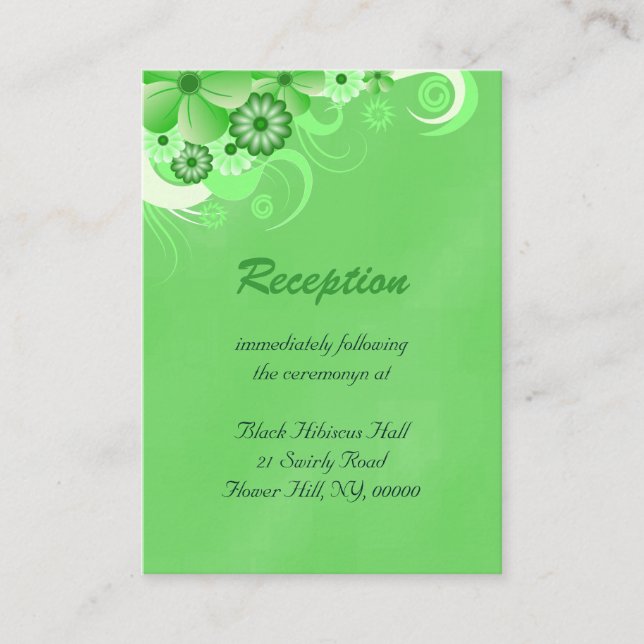 Cartes de la réception du mariage vert foncé (Devant)