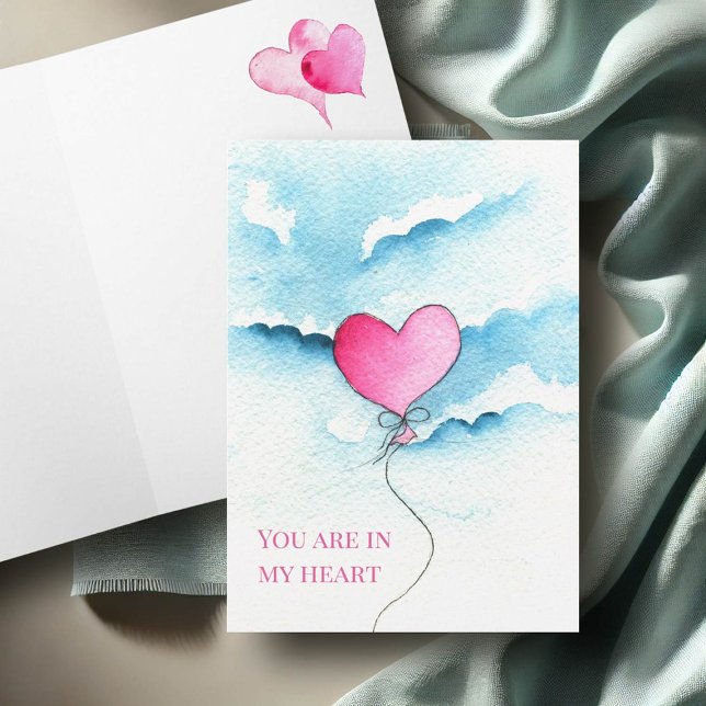 Cartes de la Saint-Valentin à cœur aquarellé (Valentines day cards watercolor heart balloon and sky by Victoria Grigaliunas Do Tell A Belle)