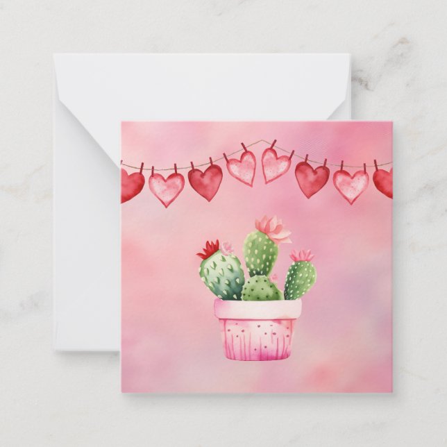 Cartes de la Saint Valentin de Cactus mignonne (Devant)