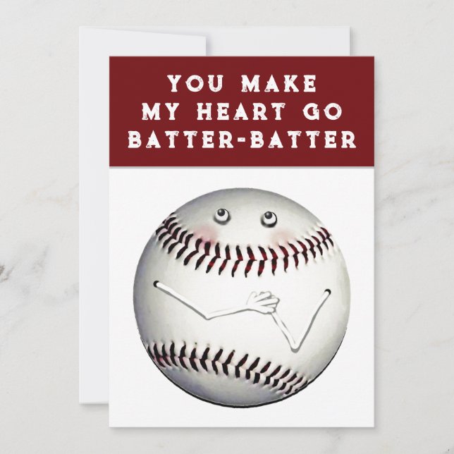 Cartes de la Saint-Valentin drôles de baseball (Devant)