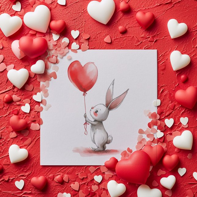 Cartes de la Saint Valentin du lapin mignon (Cute Valentine's Day cards for kid's classroom card exchanges.)