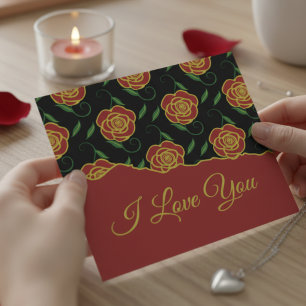 Cartes de la Saint-Valentin Je t'aime avec des ros