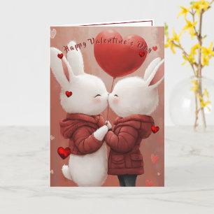 Cartes de la Saint-Valentin Lapins Cœurs Rouges