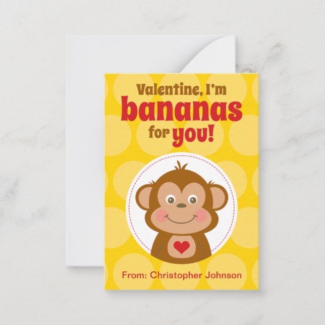 Cartes de la Saint-Valentin Mini Singe pour Enfant (Devant)