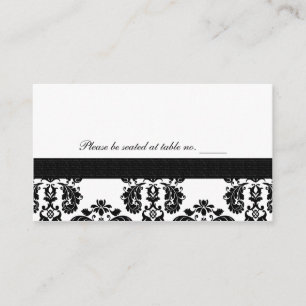 Cartes de la table Mariage damassé noir et blanc