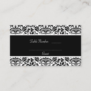 Cartes de la table Mariage damassé noir et blanc