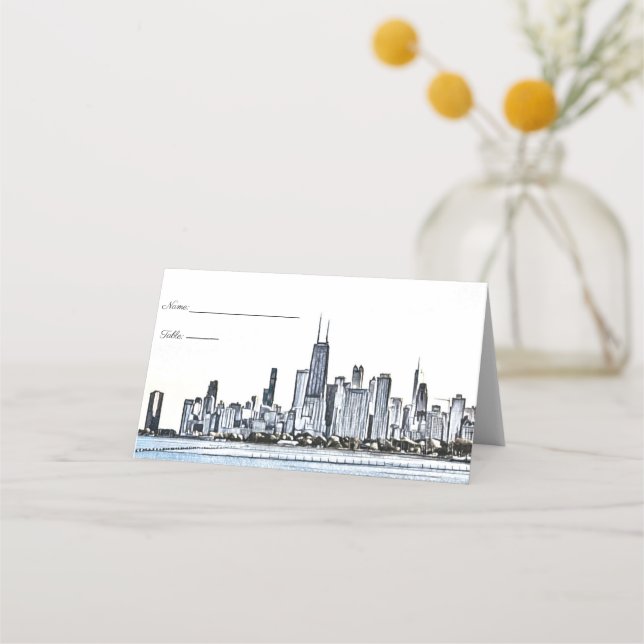 Cartes de lieu de la skyline de Chicago (Devant)