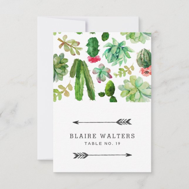 Cartes de lieu de mariage aux succulentes du déser (Devant)