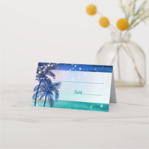 Cartes de lieu de mariage de plage tropicale Pal