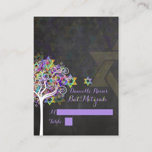 Cartes de lieu mitzvah de PixDezines/arbre de vie (Devant)