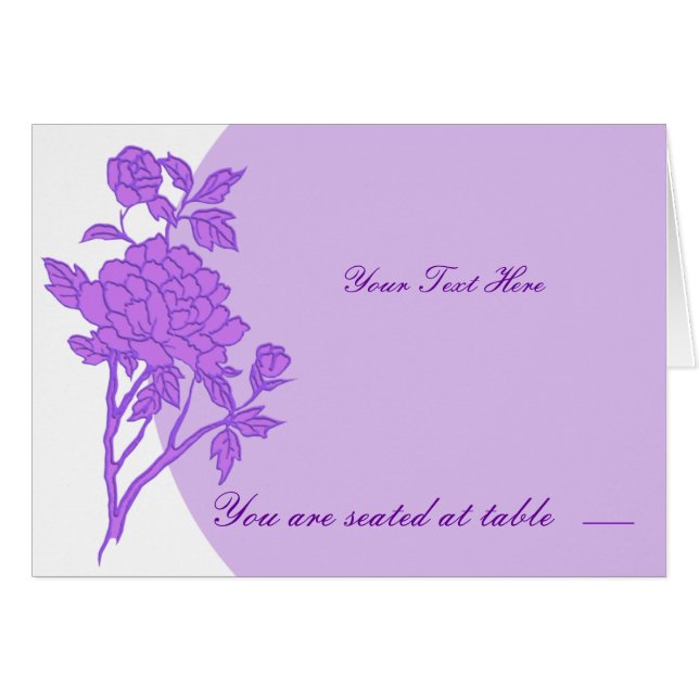 Cartes de lieu personnalisées à fleurs violettes (Devant Horizontal)