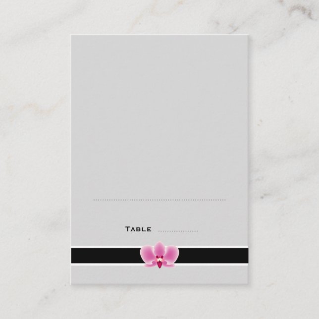 Cartes de lieu pliées à orchidée violette et noire (Devant)
