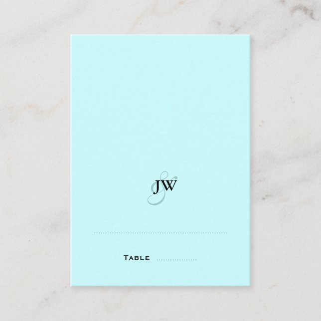 Cartes de lieu pliées Monogrammes Bleus (Devant)
