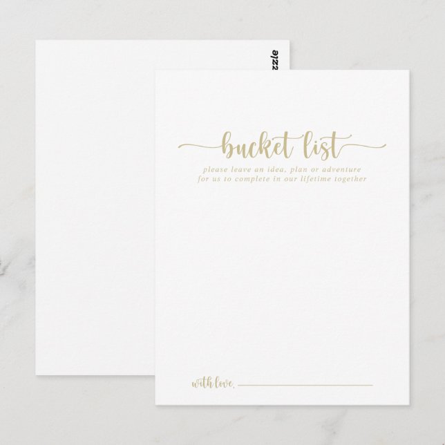 Cartes de liste de mariage à calligraphie dorée (Devant / Derrière)