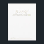 Cartes de liste de mariage à calligraphie idylliqu<br><div class="desc">Ces cartes de liste de mariage à calligraphie idyllique dorée sont l'activité parfaite pour une réception de mariage rustique ou une douche de mariée. Le design simple et élégant présente une typographie de script classique et chic en or. Changez la formulation pour l'adapter à tout événement de la vie. Le...</div>
