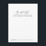 Cartes de liste de Mariage de calligraphie Idylliq<br><div class="desc">Ces cartes de liste de mariage de calligraphie idyllique sont l'activité idéale pour une réception de mariage rustique ou une douche nuptiale. Le design sobre et élégant présente une typographie de script classique et sophistiquée en noir et blanc. Modifier le libellé pour convenir à tout événement de vie. Le panneau...</div>